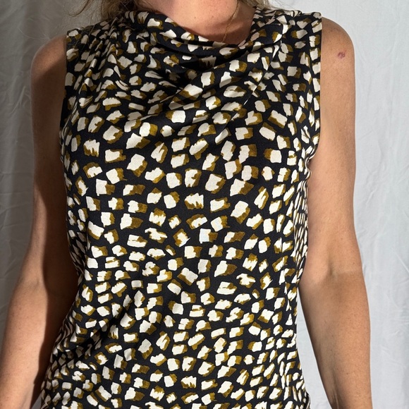 Diane Von Furstenberg Ivy Pomme Sky Gold Grass Rain Silk Jersey Dress Size 8 - Picture 3 of 10